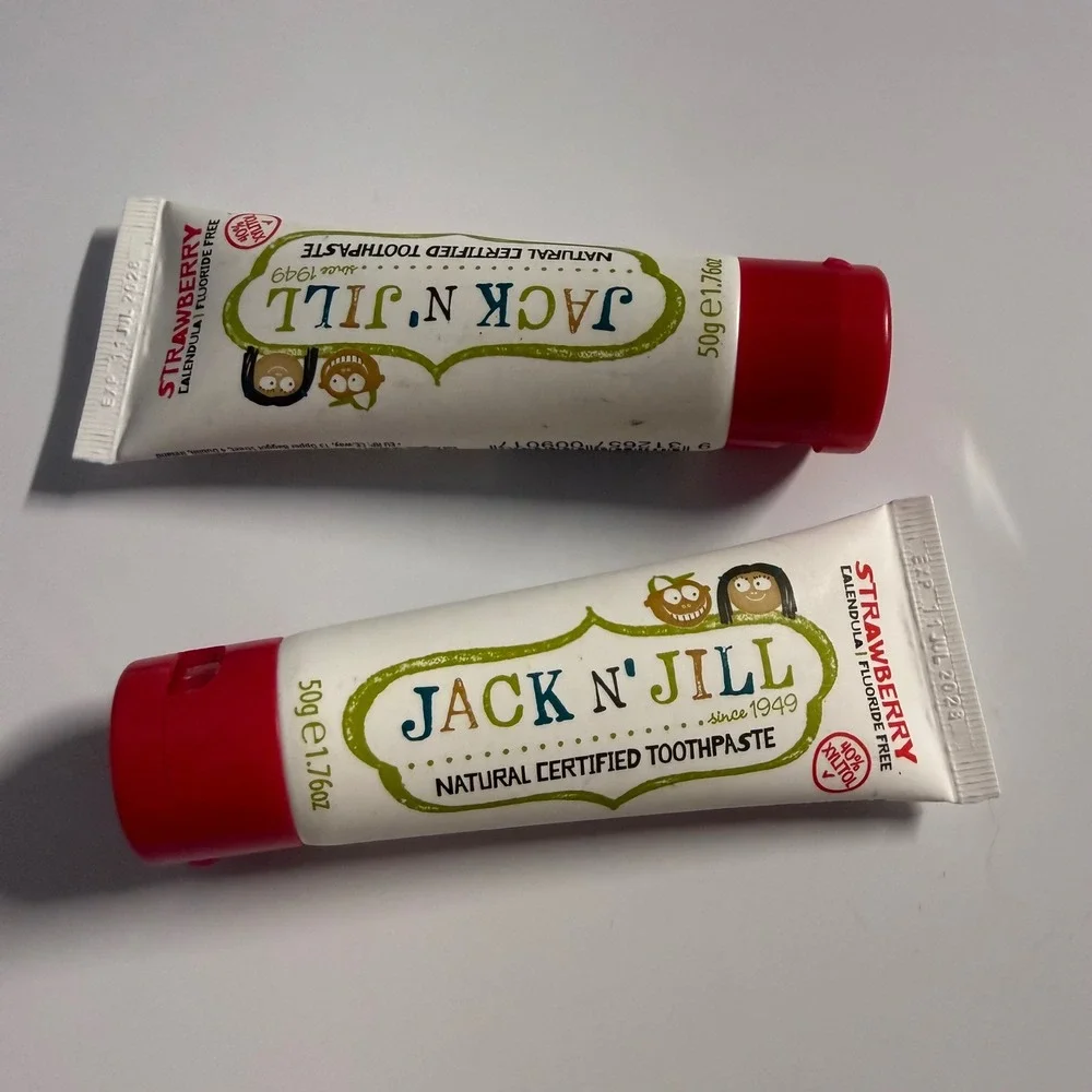 Jack N' Jill Kids Natural Strawberry Toothpaste Fluoride Free 2 Pack 1.76oz Each